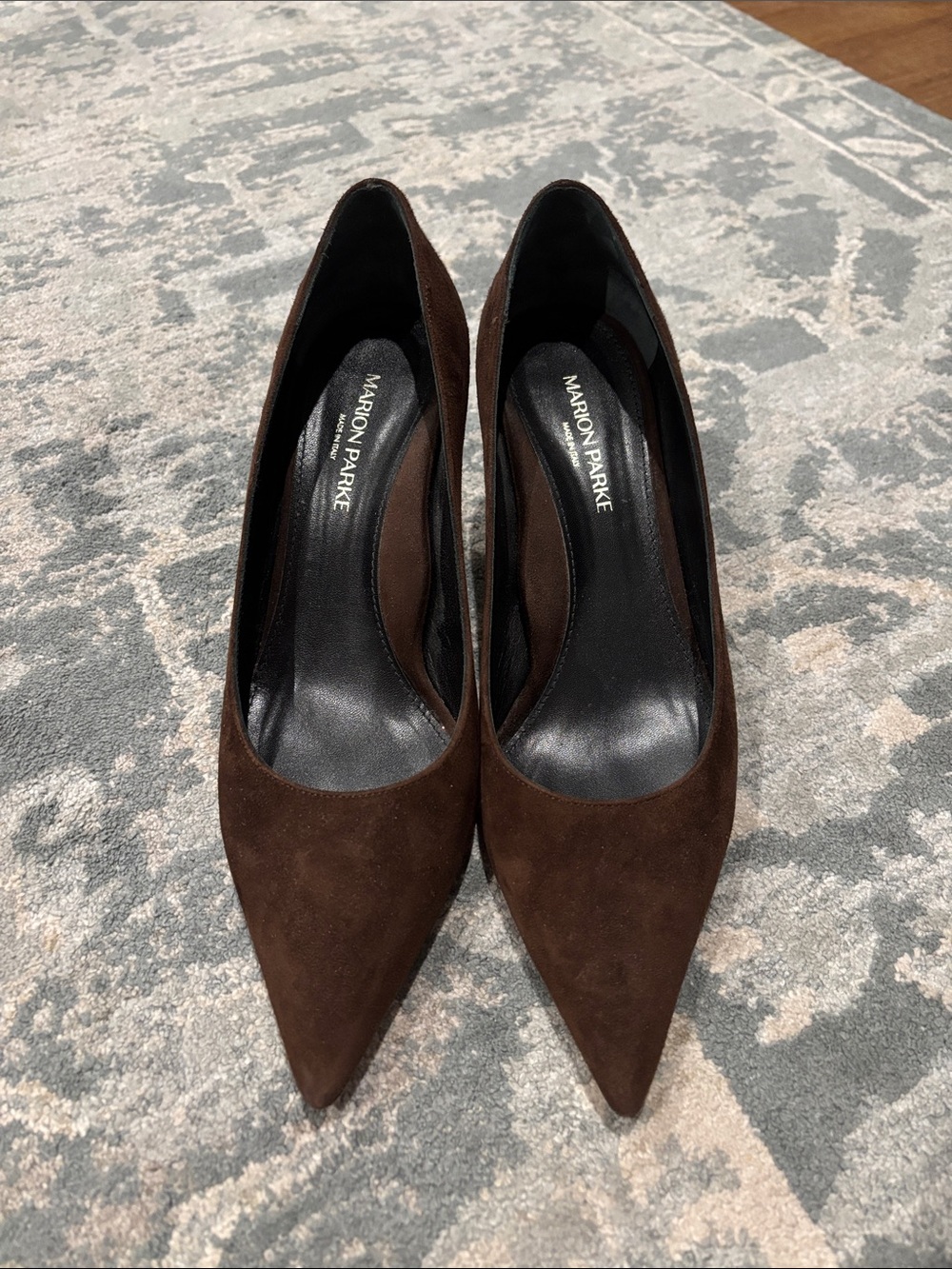 Marion Parke Brown Suede Pointed-Toe Heels